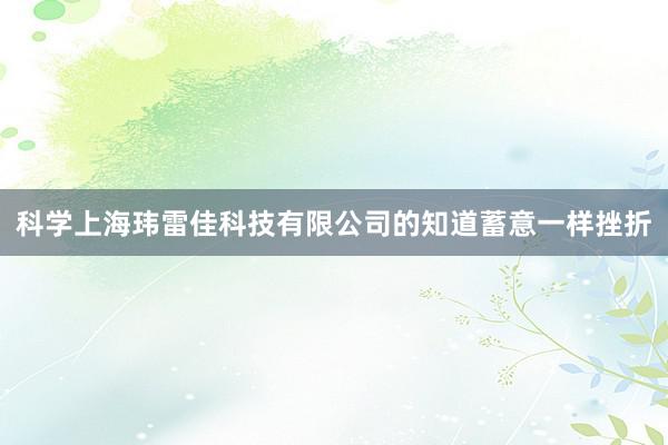 科学上海玮雷佳科技有限公司的知道蓄意一样挫折