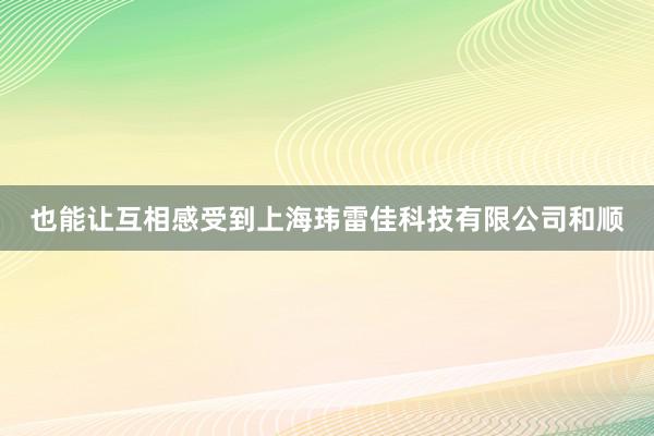 也能让互相感受到上海玮雷佳科技有限公司和顺